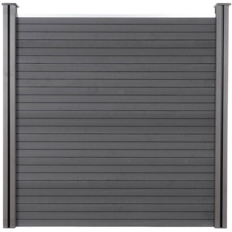 HOME DELUXE - WPC Sichtschutzzaun CALLADO - Anthrazit, 1x Element + 2x Pfosten - Breite: ca. 186 cm, inkl. Zubehör I Blickschutz Windschutz