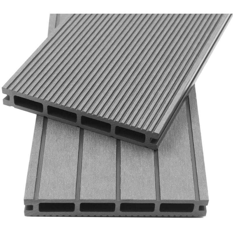 HOME DELUXE - WPC Terrassendielen SAMANA - Hellgrau, 10m² - Inkl. Unterkonstruktion und kompl. Zubehör I Terrassenboden Poolumrandung Balkonbelag WPC