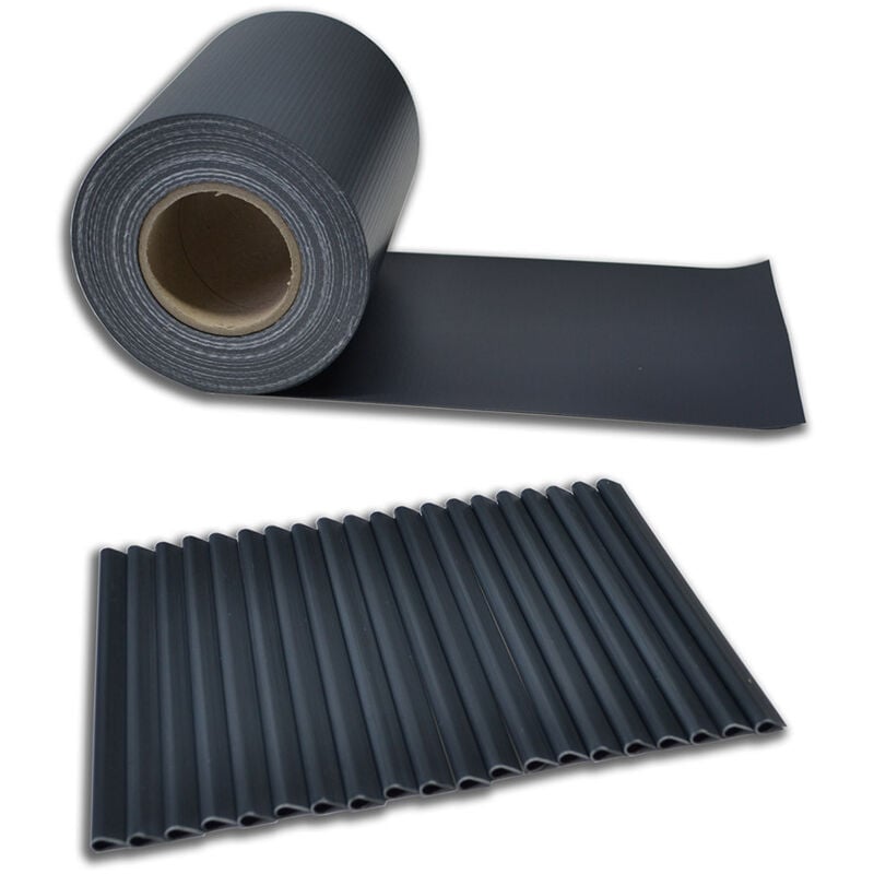 HOME DELUXE - PVC Sichtschutz Zaunfolie MATA - Dunkelgrau - 1 Rolle je 35 Meter Pvc Sichtschutz Doppelstabmattenzaun Folie