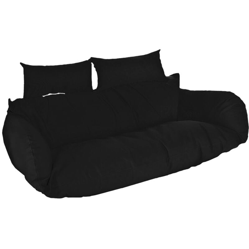 HOME DELXUE - Polyrattan Hängesessel TWIN - nur Kissen, Farbe: Schwarz Poly Rattan Hängesessel Hängekorb