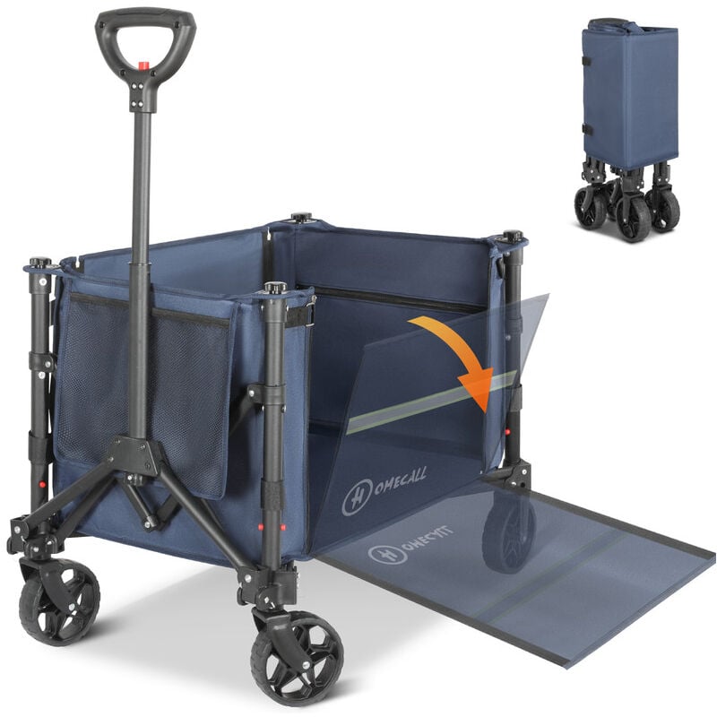 Homecall - Bollerwagen Faltbar Handwagen Transportwagen klappbar Einkaufstrolley (Erweiterbare Kapazität, bis 100KG, 120L), Für Einkaufen, Camping,