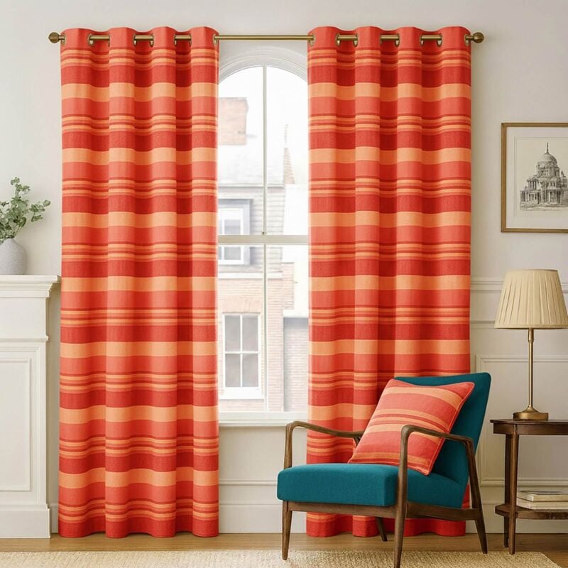 Gardinen mit Ösen Morocco terracotta im 2er Set, 228 x 167 cm - Homescapes