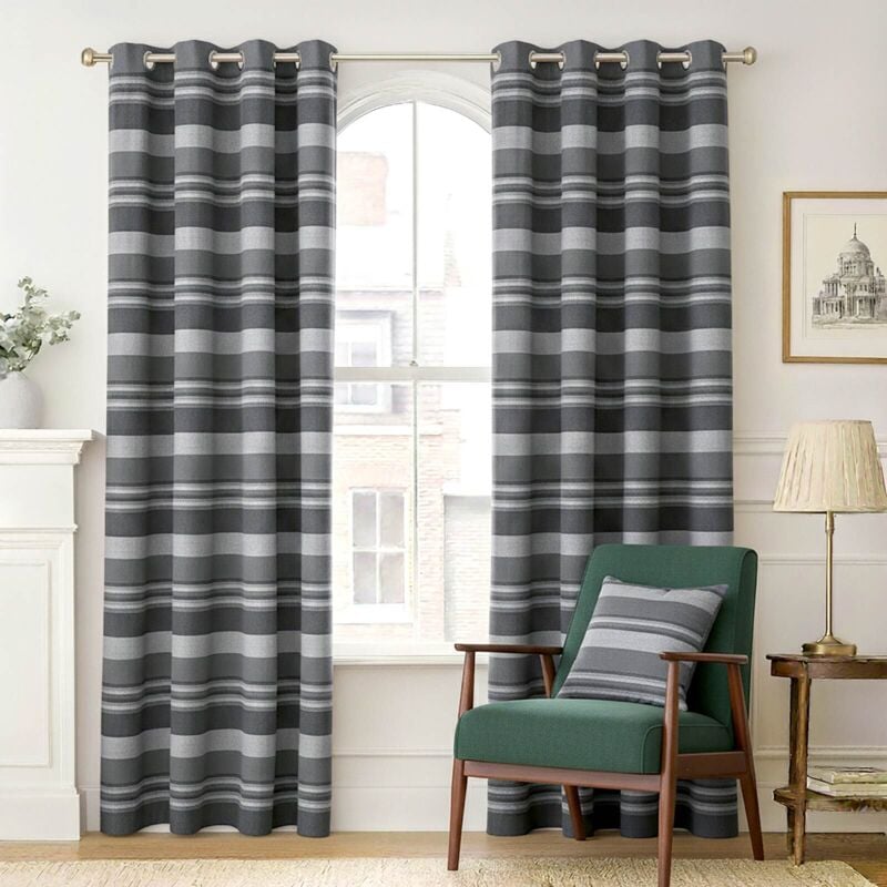 HOMESCAPES Gardinen mit Ösen Morocco grau im 2er Set, 140 x 140 cm