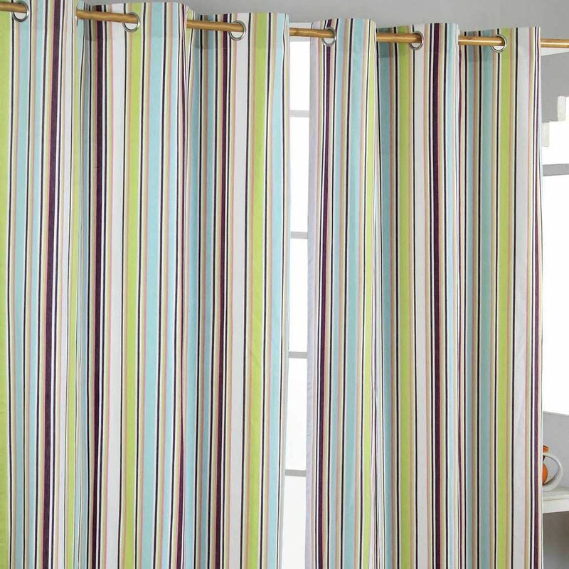 Gardinen mit Ösen Osaka Streifen 2er Set 100% Baumwolle, 228x137 cm - Homescapes
