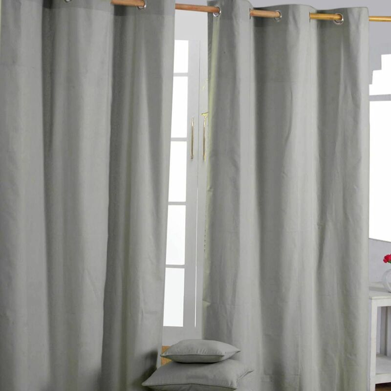 HOMESCAPES Gardinen mit Ösen unifarben grau im 2er Set, 228 x 137 cm