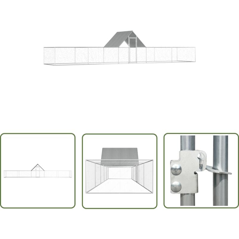 The Living Store Hühnerstall 10x2x2 m Verzinkter Stahl - Huhnerstall - Hühnerstall Kaufen - Vogelvoliere - Stall Für Hühner - Auslauf Für Hühner