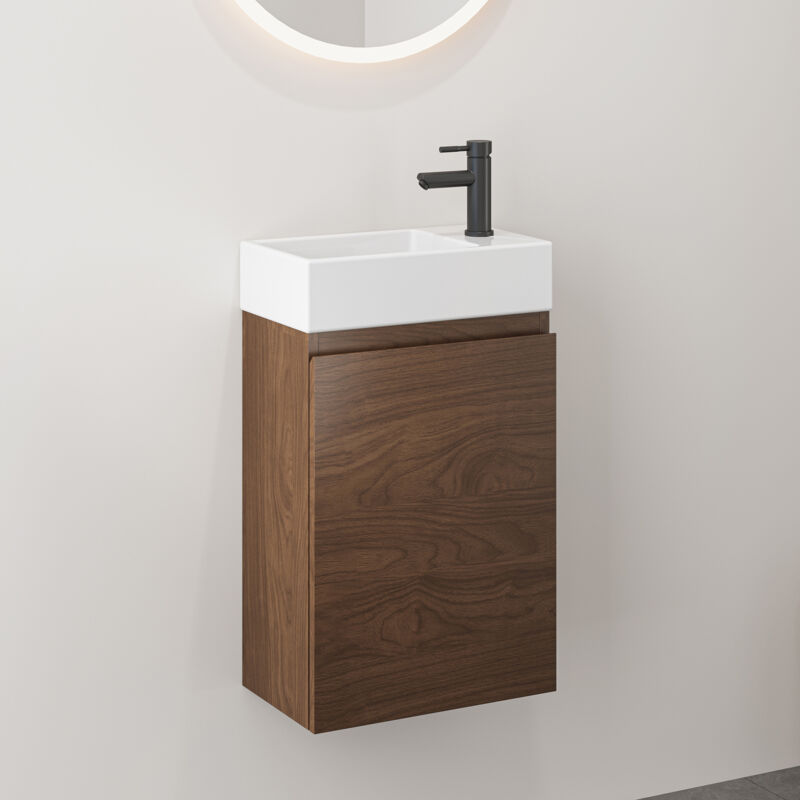 40cm Badmöbel Set Waschtisch inkl. Waschbecken - 2-teilig Waschbecken mit Unterschrank - Waschbeckenunterschrank mit Einsatz-Waschbecken weiß