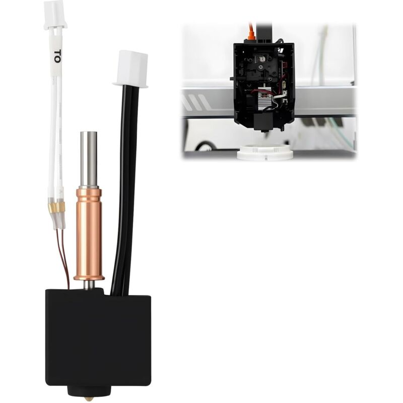 Hotend-Kit kompatibel mit Anycubic Kobra 3, Kobra 3 Combo, 3D-Drucker, mit Bimetall-Heizblock, 0,4-mm-Messingdüse und Silikonhülse für präzises