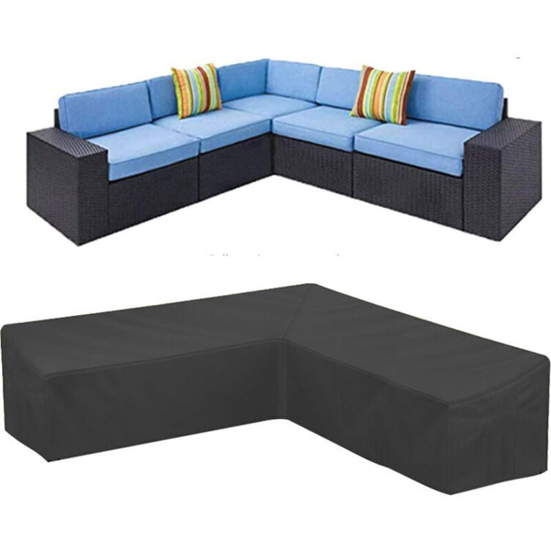 Wasserdichter Bezug für Garten-Ecksofa, 210D Oxford, staubdicht, Abdeckung für Gartenmöbel, L-förmiger Ecksofa-Bezug (300 x 300 x 98 cm)