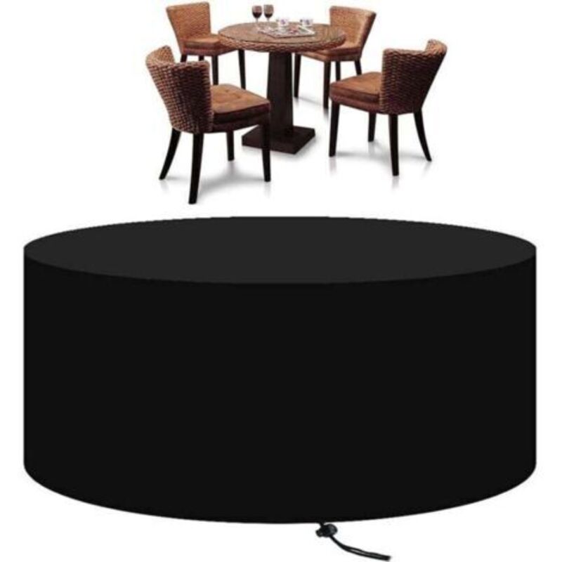 Runde Gartenmöbel-Abdeckung, strapazierfähige Schutzhülle aus 210D-Oxford-Gewebe für Gartentisch-Set, runde Abdeckung für Gartenmöbel 128 x 71 cm –