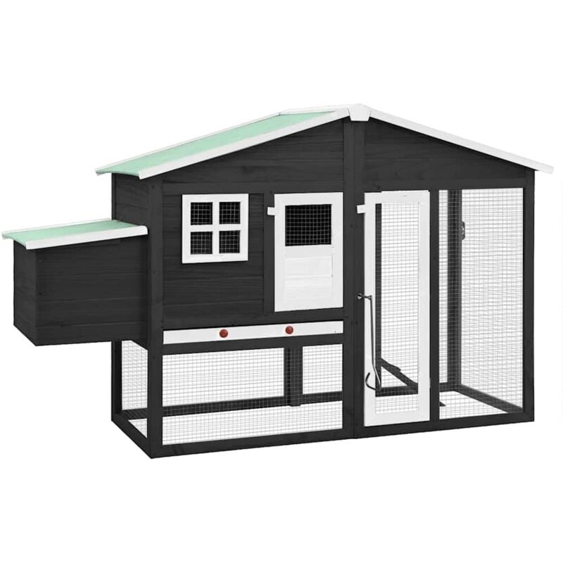 Hühnerstall mit Legenest Grau und Weiß Tanne Massivholz - Vidaxl