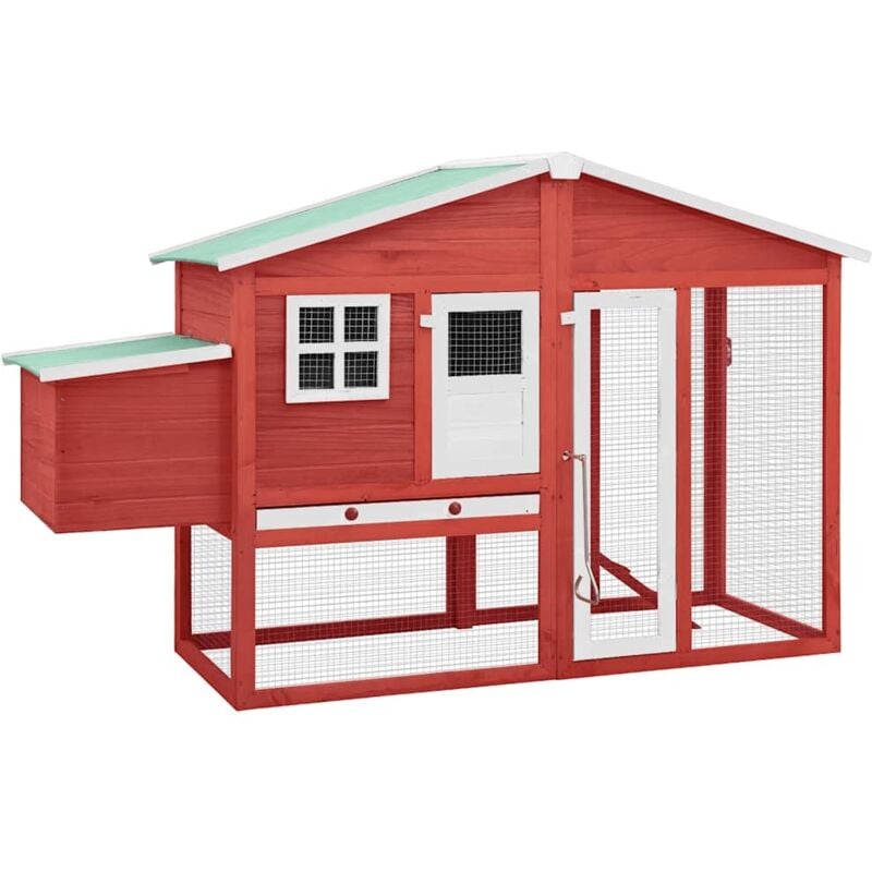 Hühnerstall mit Legekasten Rot und Weiß Tanne Massivholz - Vidaxl