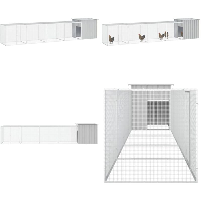 Hühnerkäfig Grau 500x91x100 cm Verzinkter Stahl - Huhnendrahtzaun - Geflügelhaus - Hühnergehege - Freilandhaltung - Vogelvoliere - Home & Living