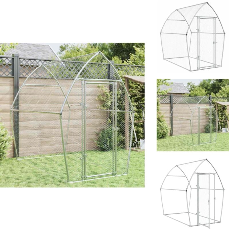 Hühnerkäfig Silbern 200x105x182 cm Verzinkter Stahl - Huhnendraht - Hühnergehege - Hühnerhaus - Gartenvoliere - Vogelvoliere