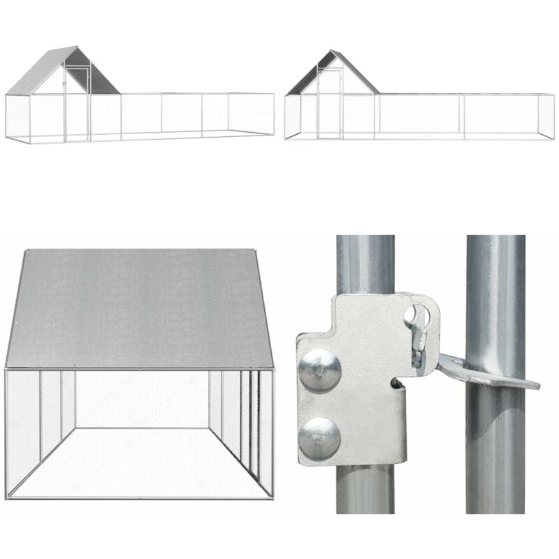 Hühnerstall 6x2x2 m Verzinkter Stahl - Huhnerstall - Hühnerstall - Vogelvoliere - Gartenzubehör - Tierheim - Home & Living