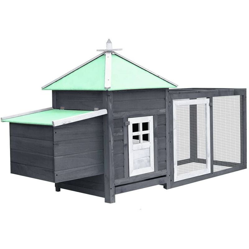 Hühnerstall mit Legenest Grau 190x72x102 cm Tanne Massivholz Vidaxl