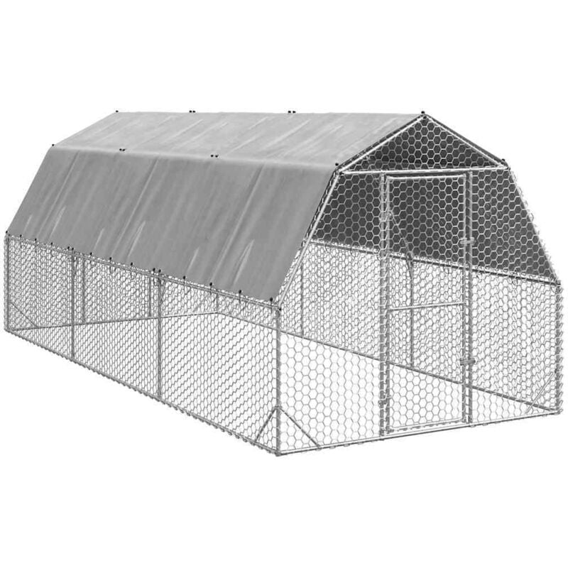 vidaXL Hühnerstall mit Dach 2,5x6x2,25 m Verzinkter Stahl