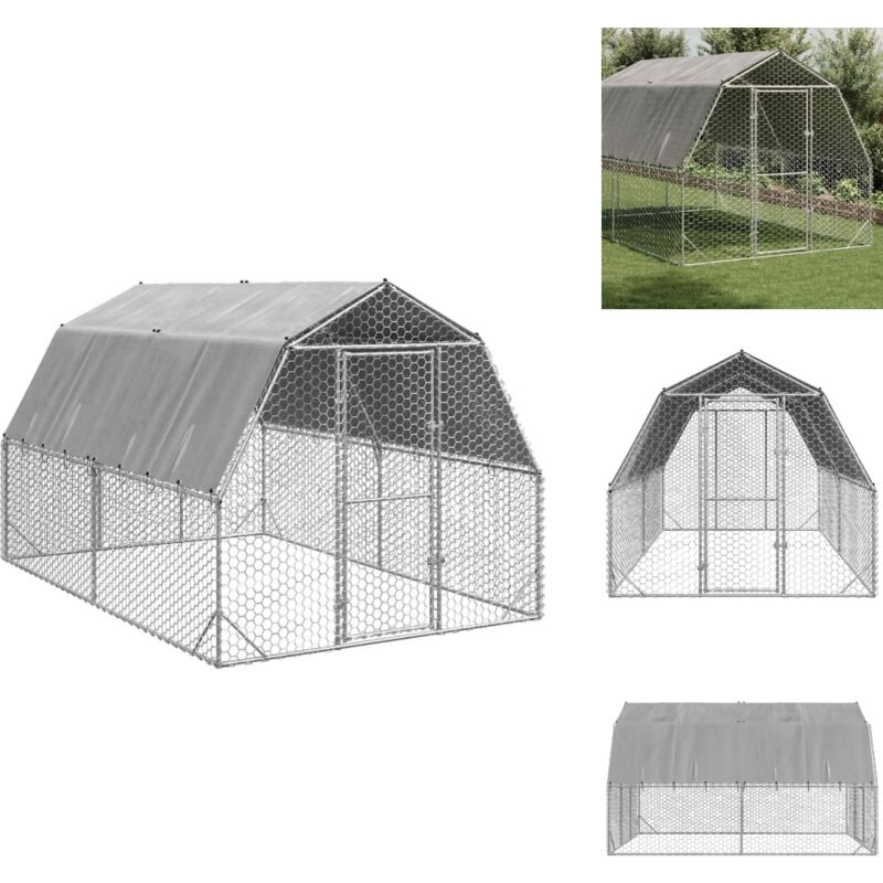 Hühnerstall mit Dach 2,5x4x2,25 m Verzinkter Stahl - Hühnerstall - Hühnerställe - Freilaufgehege - Freigehege