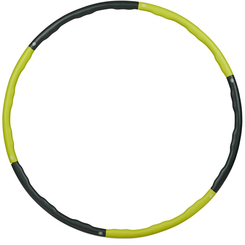 Relaxdays Hula Hoop Reifen, 98cm Ø, Fitnessreifen für Erwachsene, 1,2kg, zum Abnehmen, Bauchtraining, Massage, gelb/grau