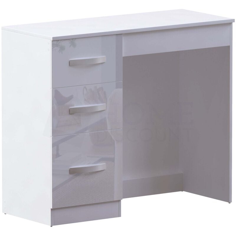 Home Discount - Hulio Schminktisch 3 Schubladen Hochglanz Makeup Schminktisch Aufbewahrungstisch, Weiß