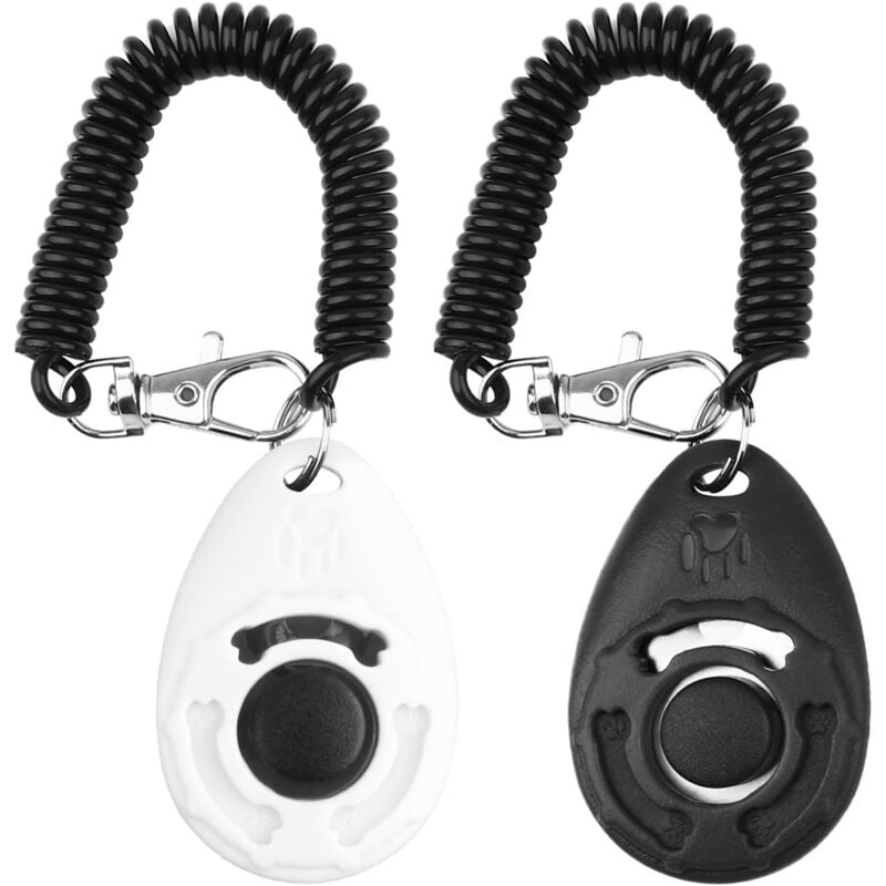 Bluedeer - Hunde Clicker, Klicker mit Großem Knopf,2 Stück Hunde Klicker Set für Hundetraining Hundeerziehung Auch für Katzen Pferde (weiß und