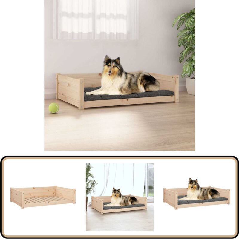 Hundebett 95,5x65,5x28 cm Massivholz Kiefer - Hunde Bett - Hundehaus - Holz Tierbett - Kiefernholz Bett - Hundebette Massiv