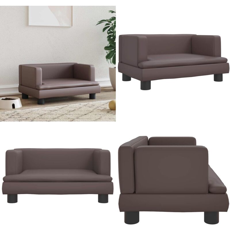 Hundebett Braun 60x40x30 cm Kunstleder - Hunde Bett - Hundebett - Haustierbett - Kleines Hundebett - Gemütliches Hundebett - Home & Living