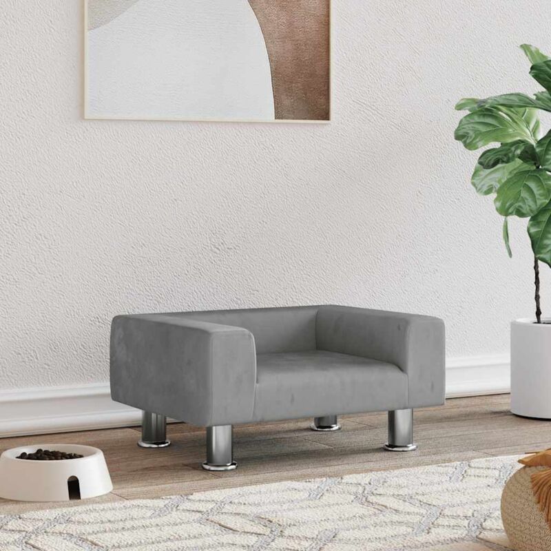 Hundebett Hellgrau 50x40x26,5 cm Samt Vidaxl