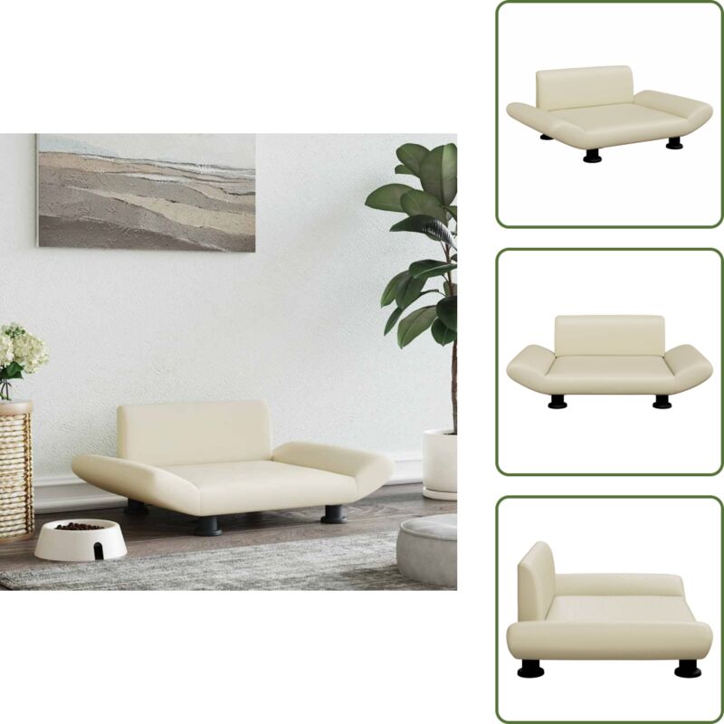 Hundebett Creme 70x45x28 cm Kunstleder - Hunde Bett - Hundebett - Haustierbett - Sofabed Für Tiere - Kleines Hundebett