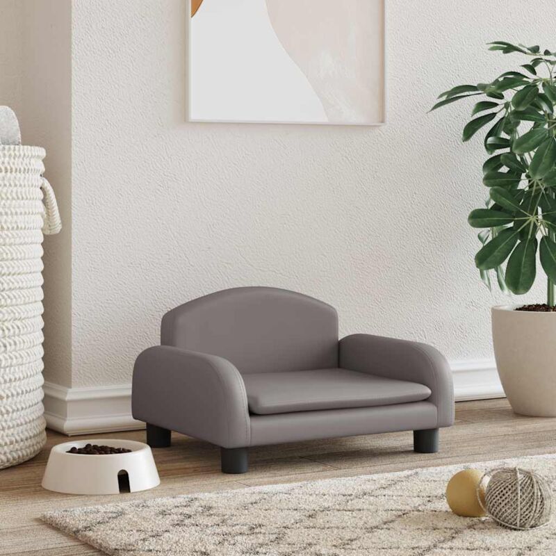 Hundebett Grau 50x40x30 cm Kunstleder Vidaxl