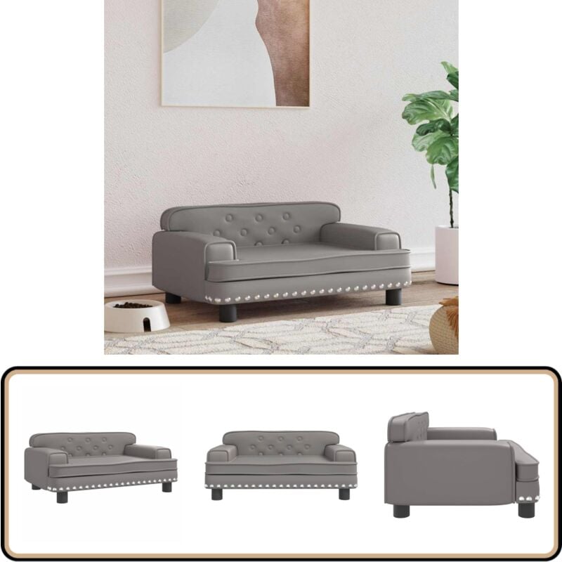 Hundebett Grau 70x45x30 cm Kunstleder - Hundebett - Haustierbett - Hundeliege - Sofabett Für Hunde - Kleines Hundebett