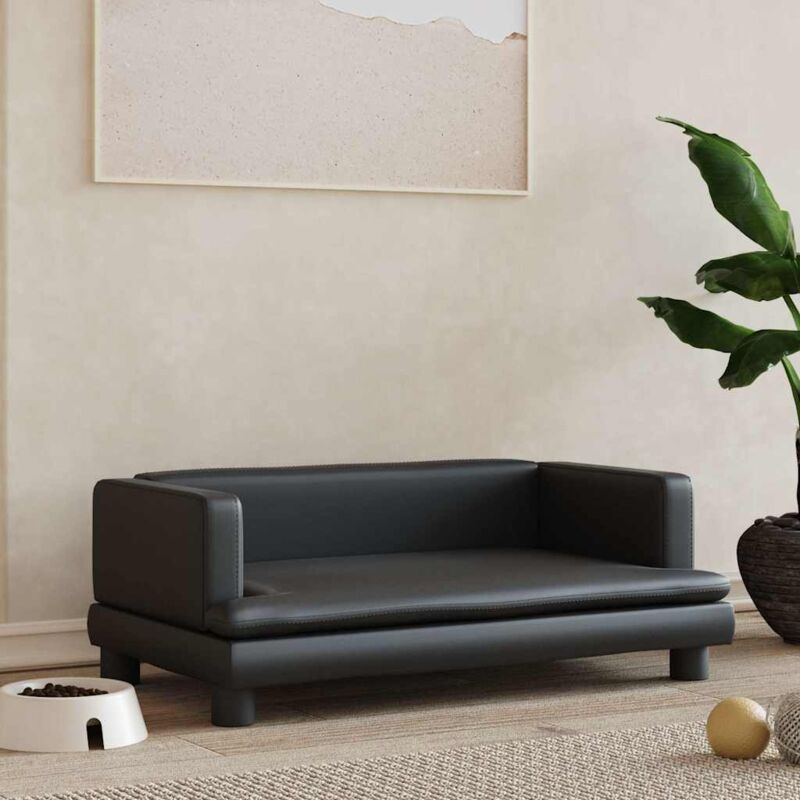 Hundebett Schwarz 80x45x30 cm Kunstleder - Vidaxl