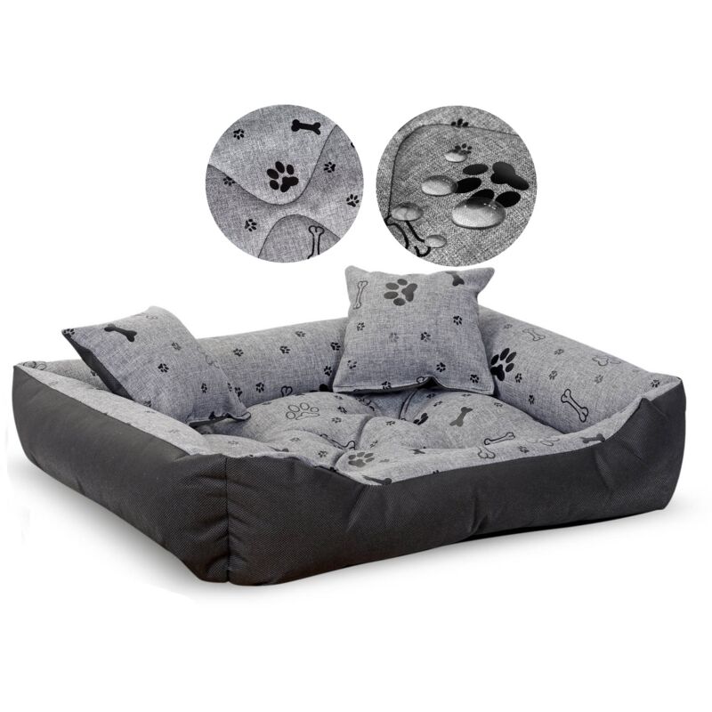 Hundebett, Laufstall, 100x75 cm, wasserdicht, schwarze Knochen