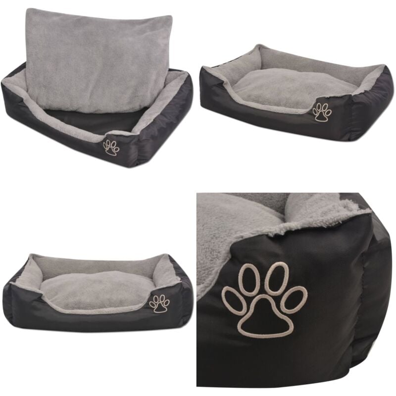 Hundebett mit gepolstertem Kissen Größe s Schwarz - Hunde Bett - Hundebett - Oxford Gewebe - Wasserabweisendes Hundebett - Kuscheliges Hundebett