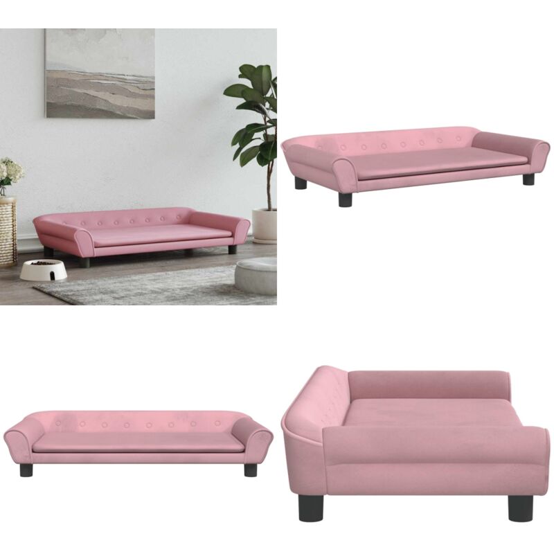 Hundebett Rosa 100x50x21 cm Samt - Hunde Bett - Samteschlafplatz - Tierbett - Kuschelhöhle - Klein Hundebett - Home & Living