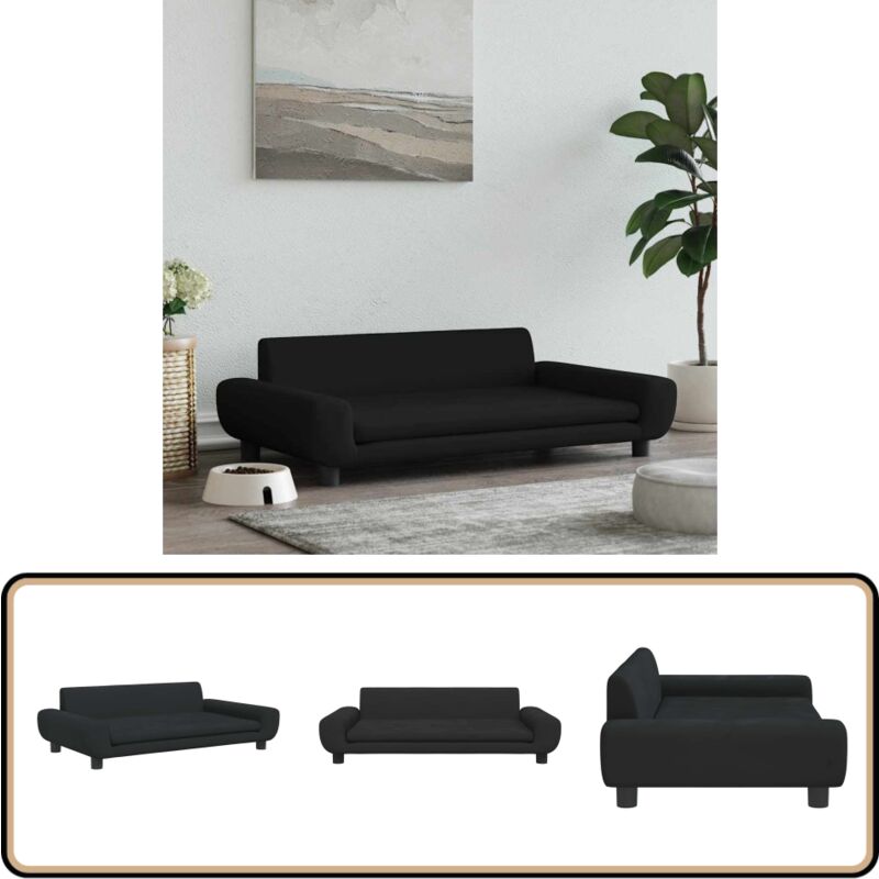 Hundebett Schwarz 100x54x33 cm Samt - Hunde Bett - Samtsofa - Tierbett - Hundekissen - Kleines Hundebett