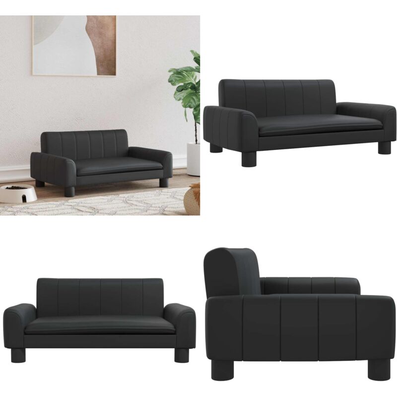 Hundebett Schwarz 70x45x30 cm Kunstleder - Hunde Bett - Hundebett - Haustierbett - Tierbett - Kleines Hundebett - Home & Living