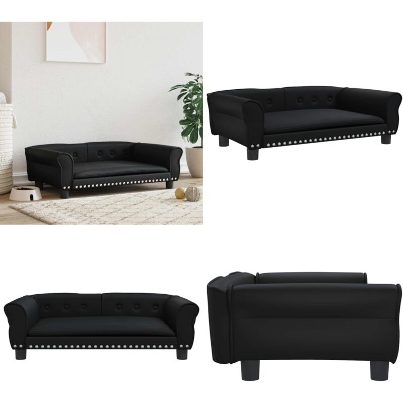 Hundebett Schwarz 95x55x30 cm Kunstleder - Hundebett - Haustierbett - Hundeliege - Sofabett Für Hunde - Kleines Hundebett - Home & Living