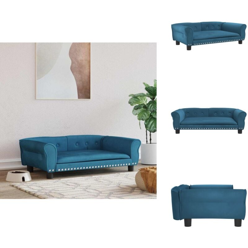 Hundebett Blau 95x55x30 cm Samt - Hunde Bett - Samtbett - Hundebette Blau - Kleines Hundebett - Gemütliches Hundebett