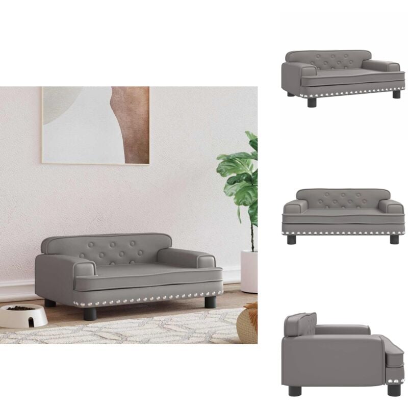 Hundebett Grau 70x45x30 cm Kunstleder - Hundebett - Haustierbett - Hundeliege - Sofabett Für Hunde - Kleines Hundebett