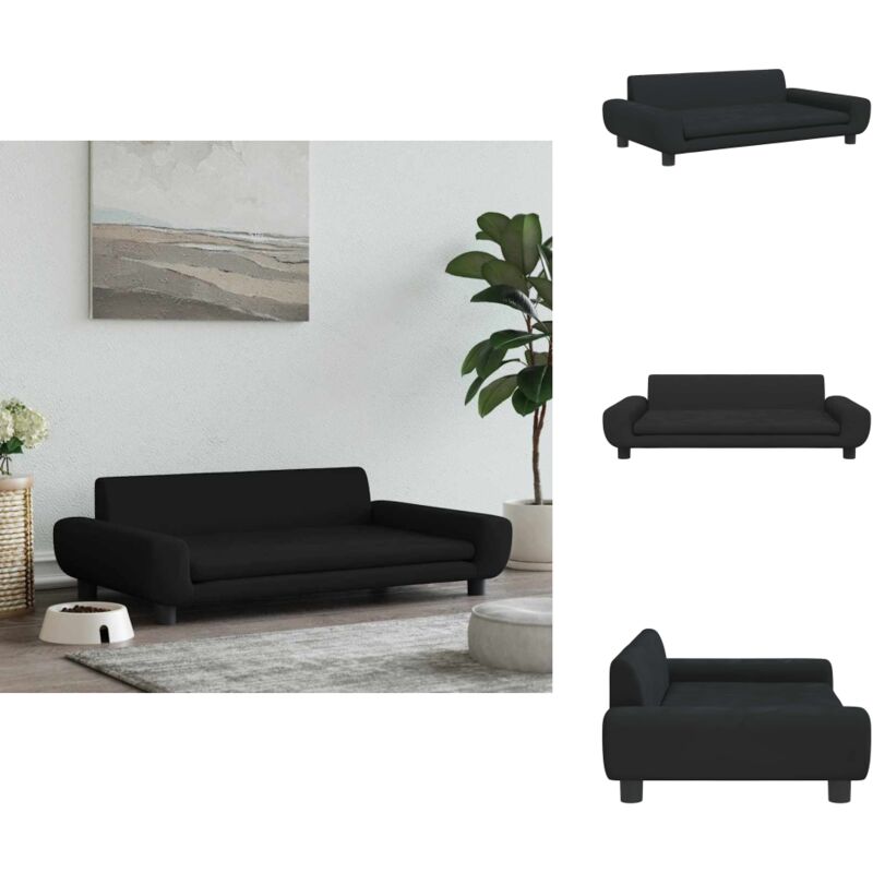 Hundebett Schwarz 100x54x33 cm Samt - Hunde Bett - Samtsofa - Tierbett - Hundekissen - Kleines Hundebett