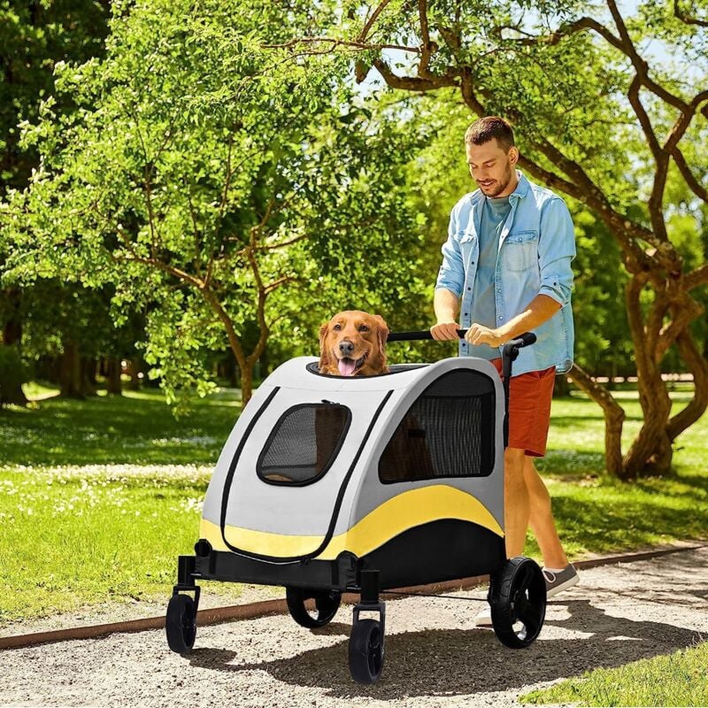 Hundebuggy XXL Große Hunde, Hundewagen bis 60kg, Faltbar Hunde buggy mit 4 Räder Haustier Buggy Hundekinderwagen für Große Mittelgroße Hunde Jogger