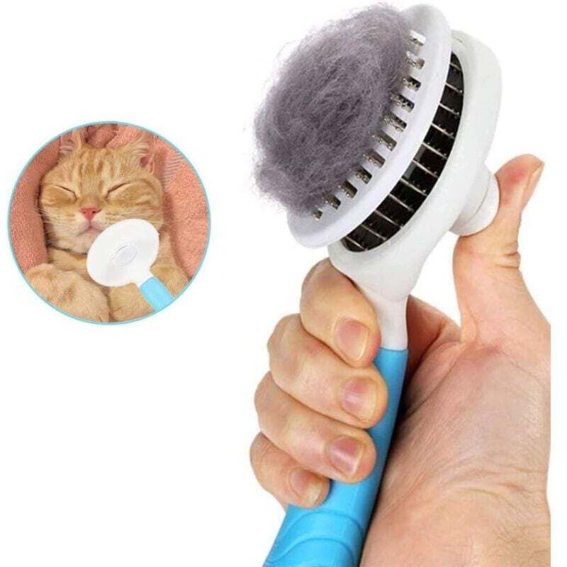 Hundebürste, Langhaar-Katzenbürste, selbstreinigende Hunde- und Katzenbürste mit Ein-Klick-Haarentfernung, für kleine, mittlere und große Hunde und