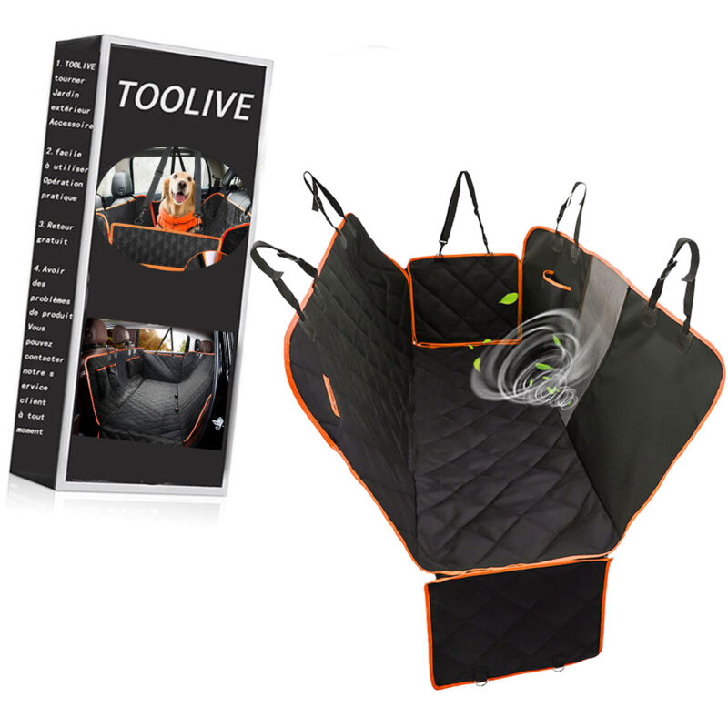 Dontodent - Hundedecke für Auto Rückbank, Rücksitz mit Seitenschutz und Sichtfenster, Kratzfeste und Wasserabweisende Autodecke Hund, Hundematte,
