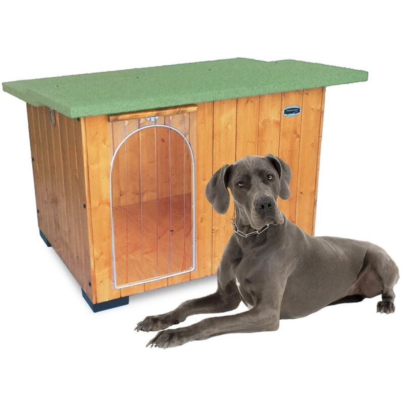Original Legno Italia - Hundehütte Hundehaus Hundehöhle Hundebox Aus Holz Massiv Wetterfest Echtholz made in italy Mod. Italy e - Deutsche Dogge mit