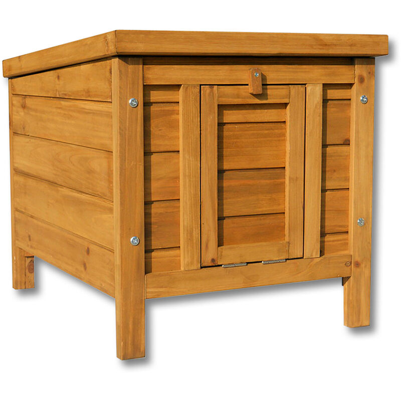 Wiltec - Katzenhaus 420 x 515 x 430 mm aus Fichtenholz, Kleintierhaus Kaninchenstall mit Dach aufklappbar, Bitumeneindichtung, Tierstall für