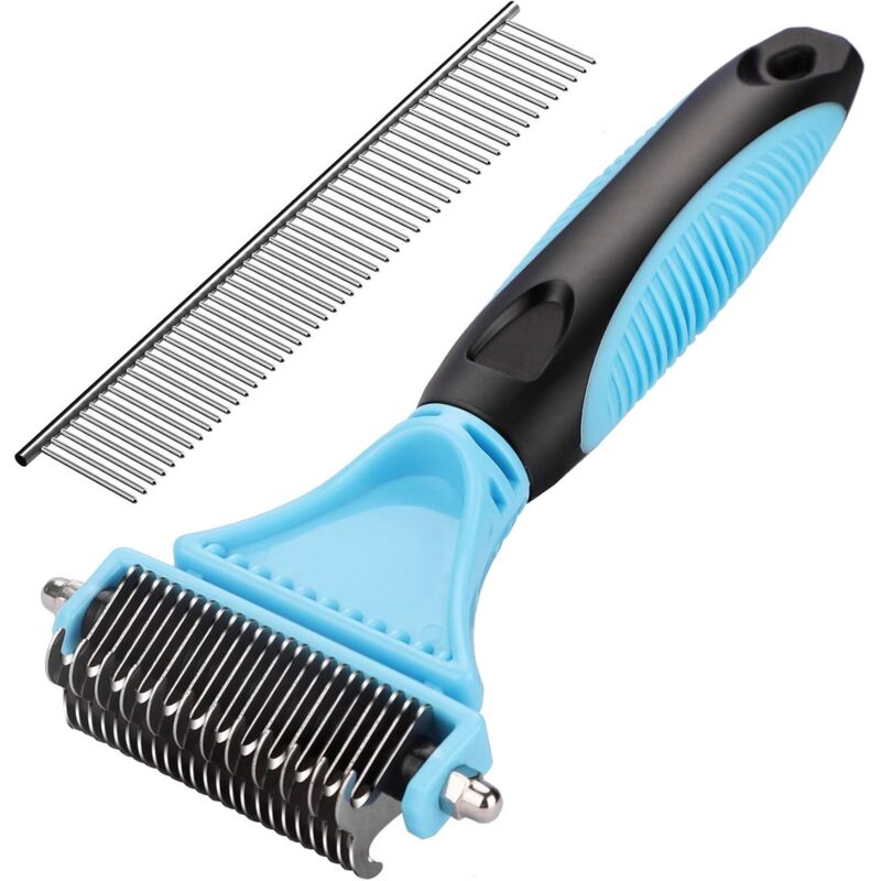 Hundekamm, Katzenkamm, Tierhaarbürste – Entfernt 95 % der abgestorbenen Haare und Verfilzungen, MENNYO Pflegebürste, Professionelle Entwirrungsbürste