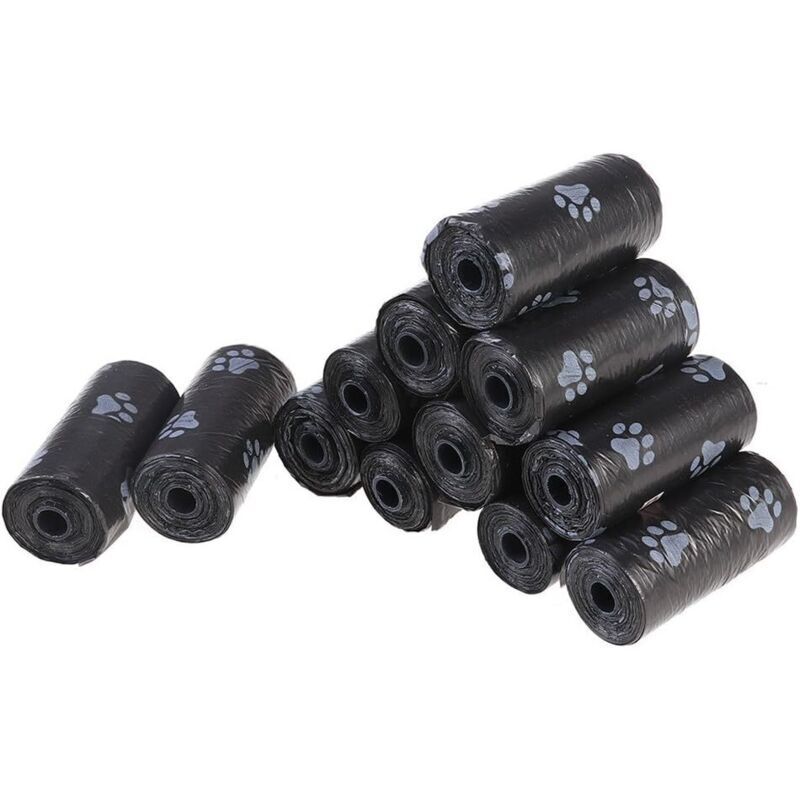 Hundekotbeutel, tragbare Beutel zum Sammeln von Hundekot, Müllsäcke, schwarz, 12 Rollen (insgesamt 180 Beutel)