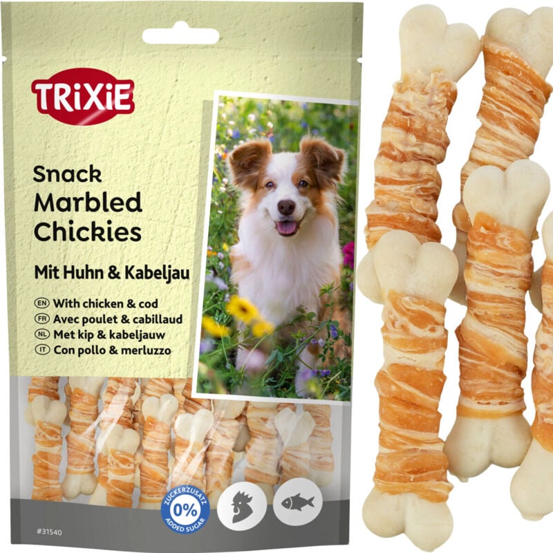 Hundeleckerli-Würfel mit Hühnchen und Kabeljau Marmorierte Chickies Trixie 100g