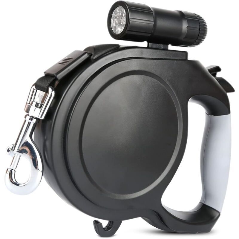 Odipie - Hundeleine mit LED-Taschenlampe, Roll-Hundeleine für Hunde bis 30 kg mit rutschfestem Griff, wiederverwendbare Roll-Hundeleine,